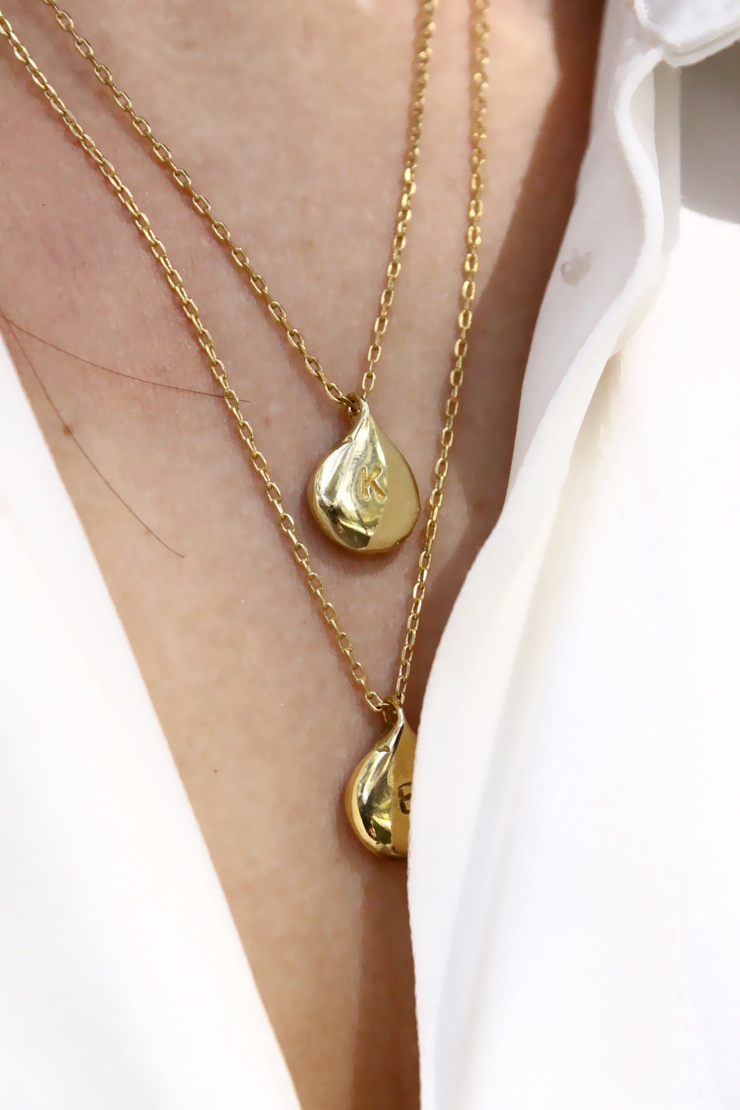 Gold necklaces with teardroppersonalized initials monogram 