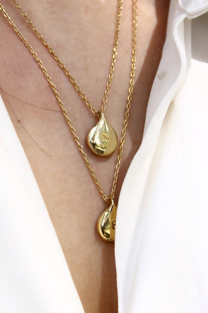 Gold necklaces with teardroppersonalized initials monogram 