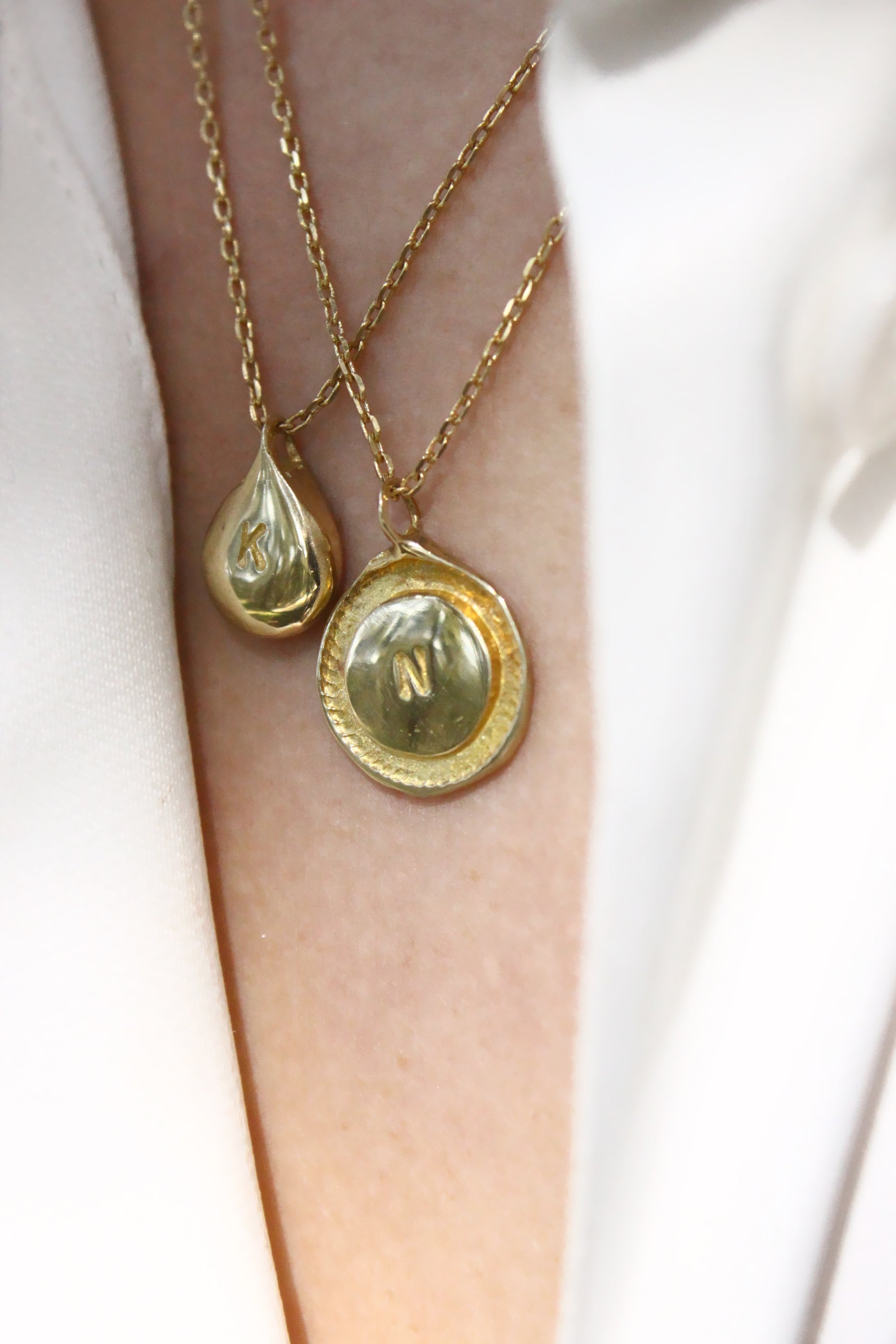 Gold personalized initials monogram necklace