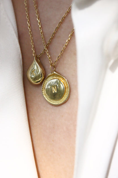 Gold personalized initials monogram necklace