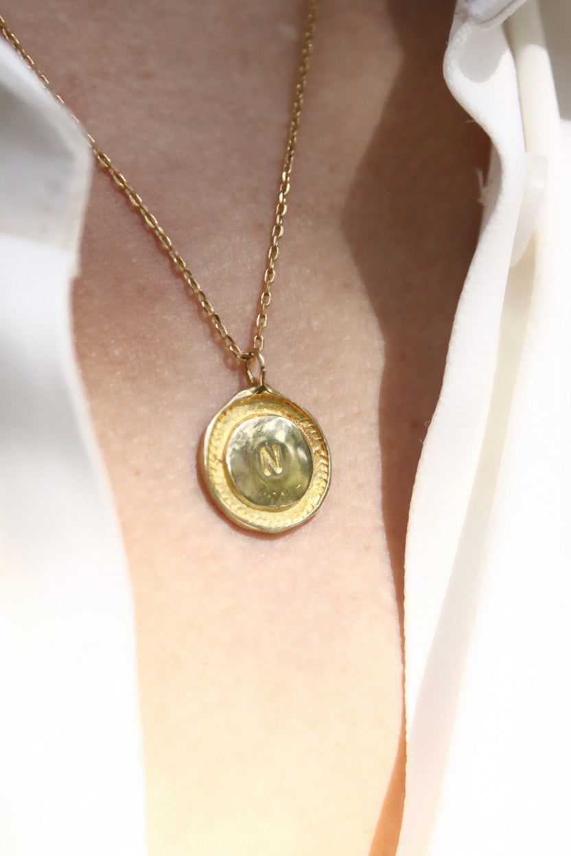 Gold personalized initials monogram necklace