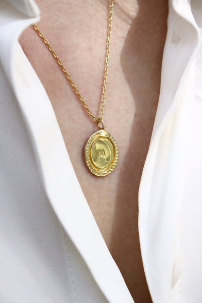 Gold personalized initials monogram necklace
