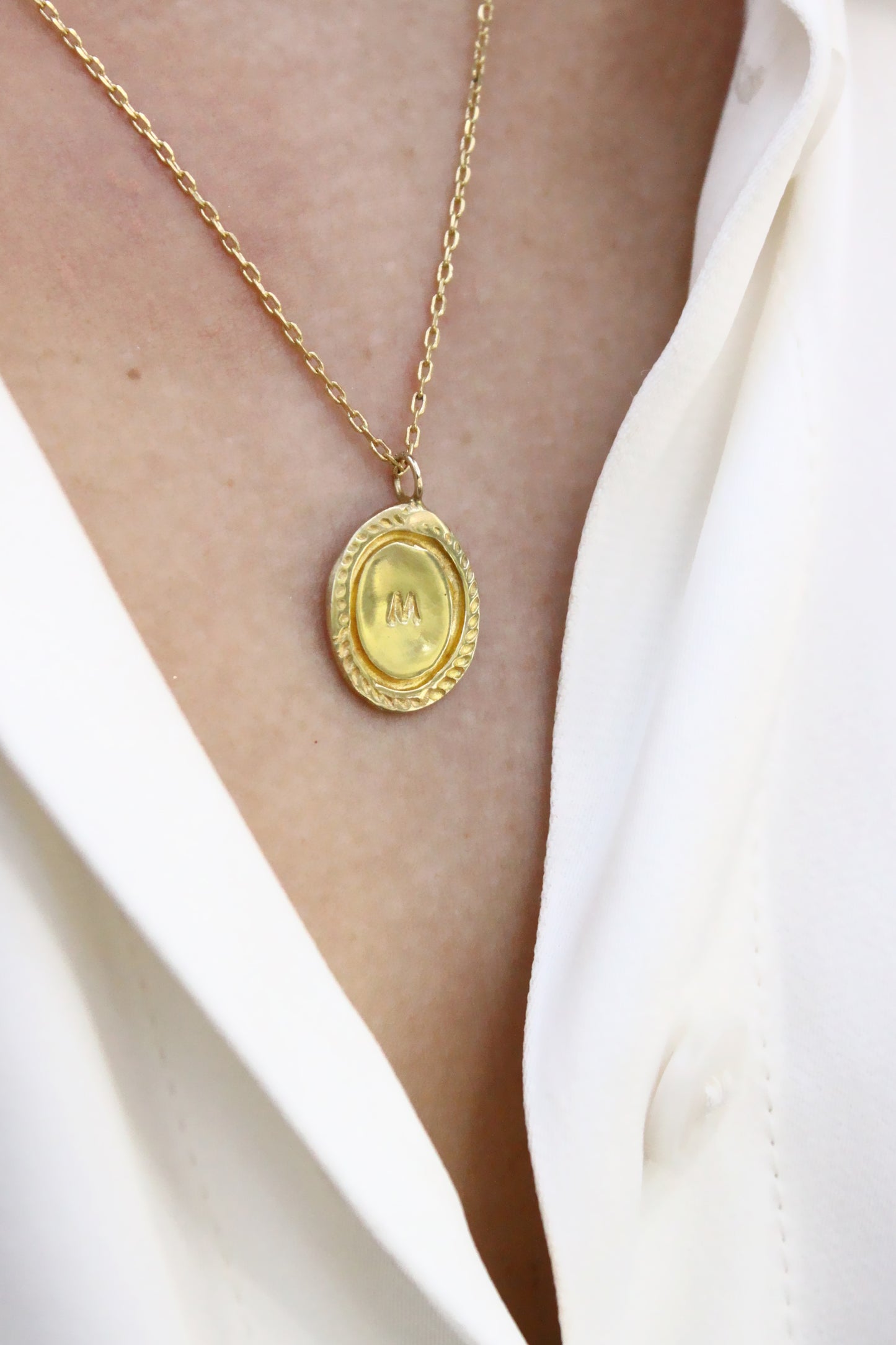 Gold personalized initials monogram necklace