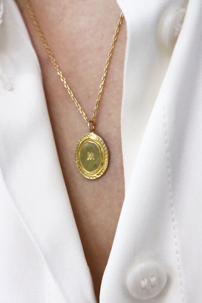 Gold  personalized initials monogram necklace