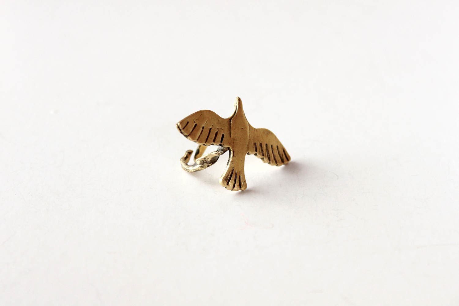 Adjustable gold bird ring