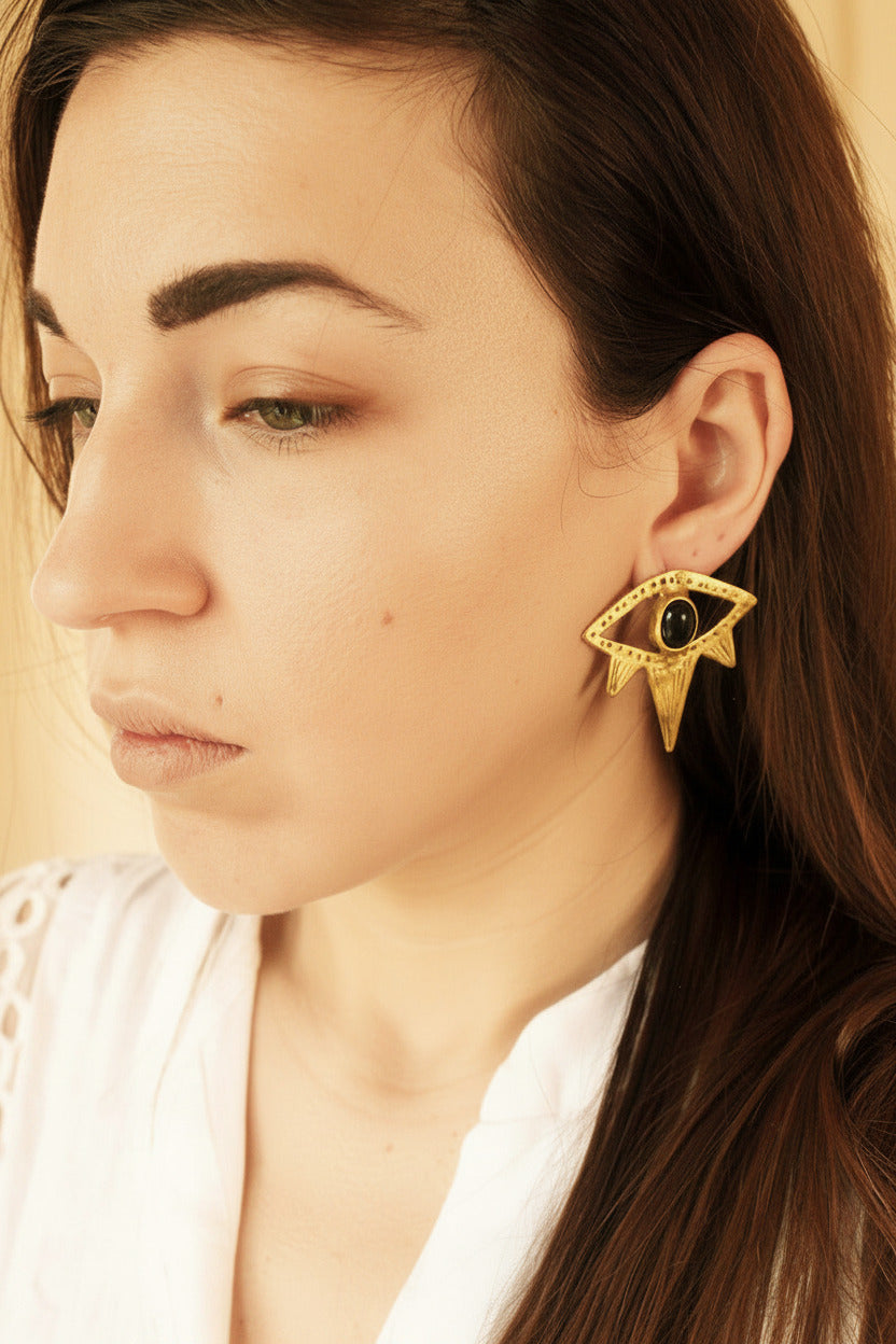 Eyes statement earrings gold