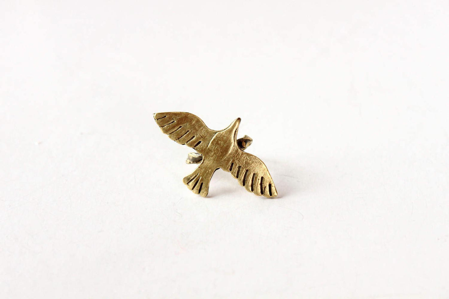 Flying bird ring oxidized brass