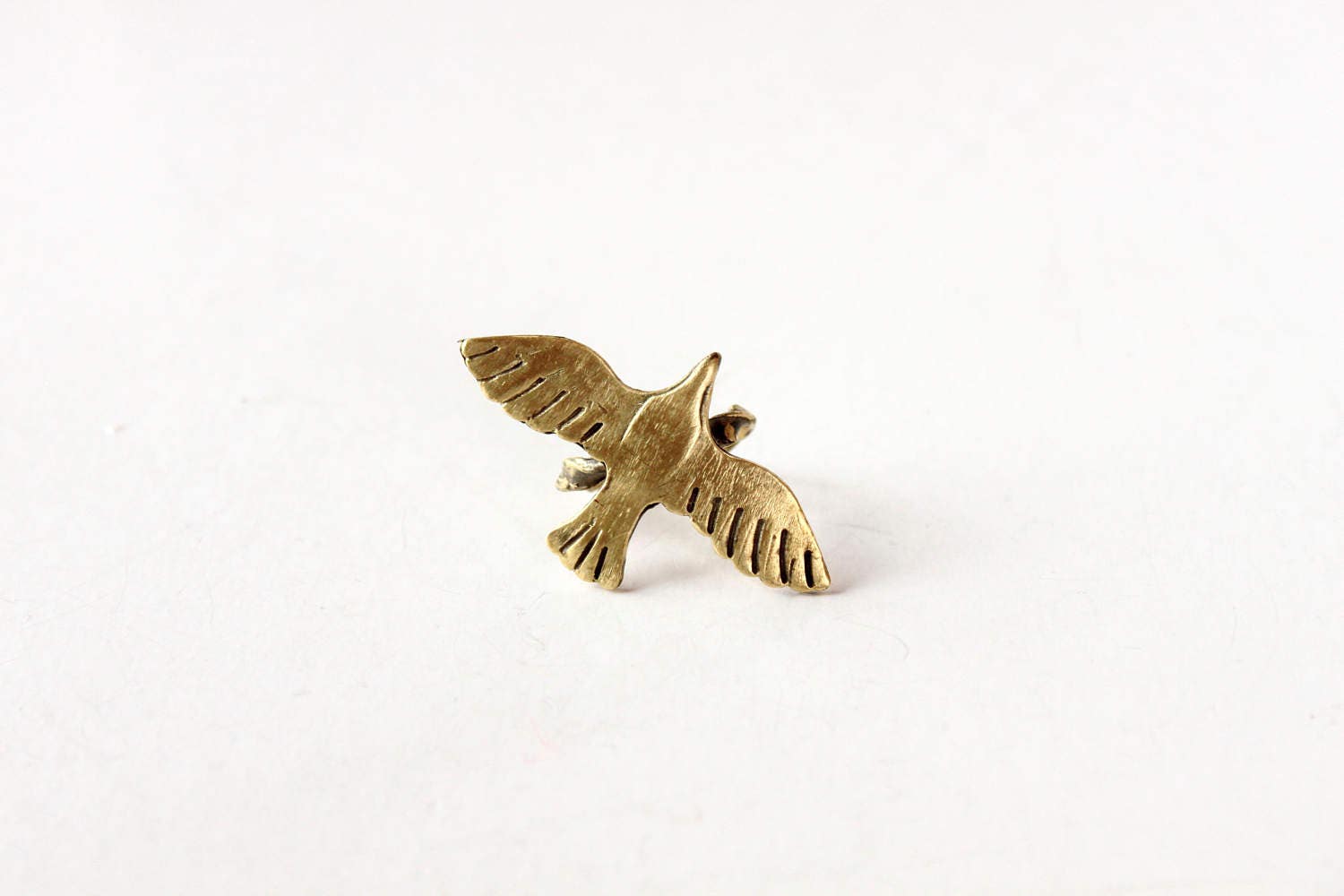 Flying bird ring oxidized brass