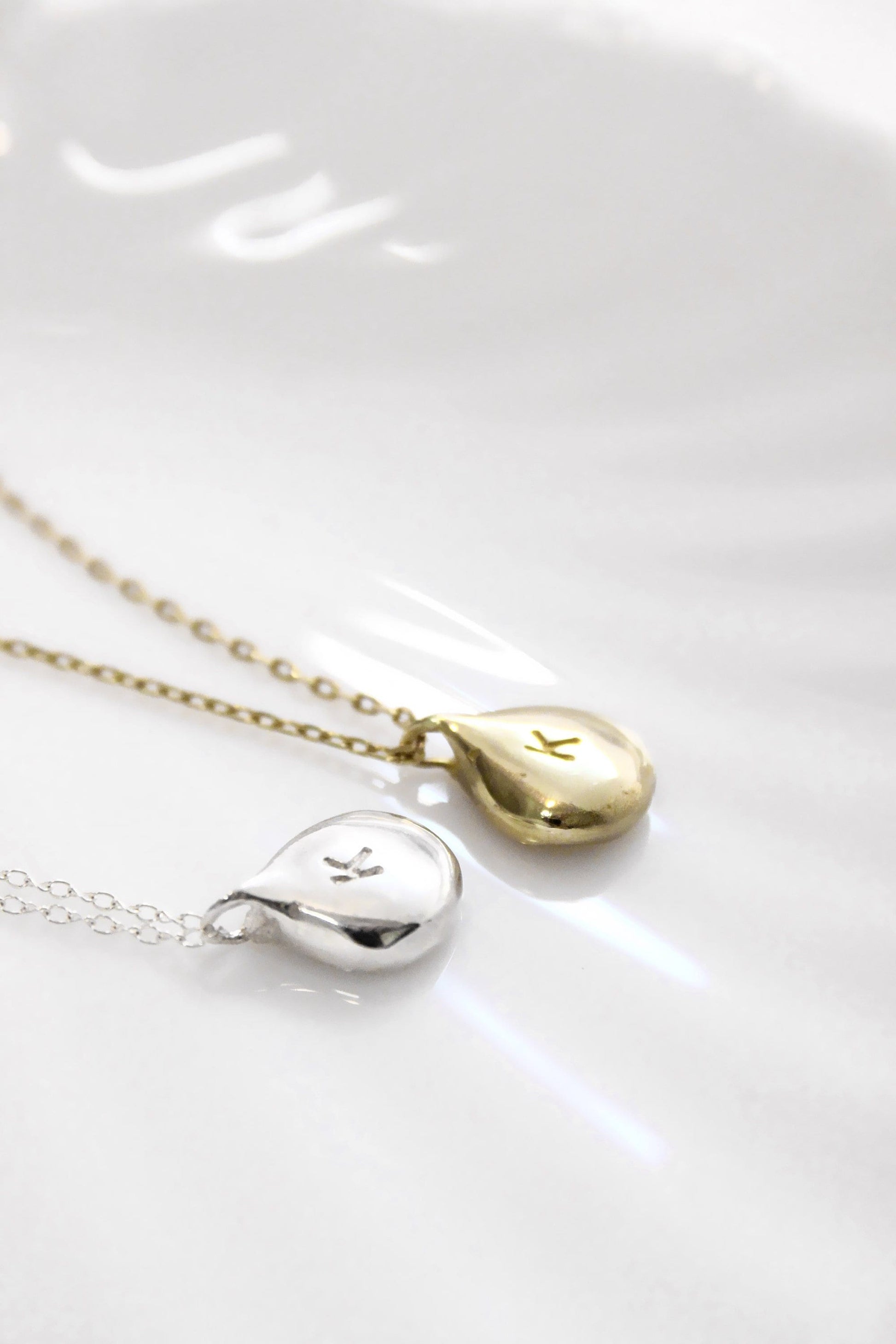 Two gold and silver personalized initials monogram necklace