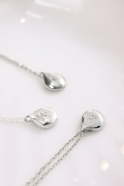 Silver teardrop-shaped personalized initials monogram necklace