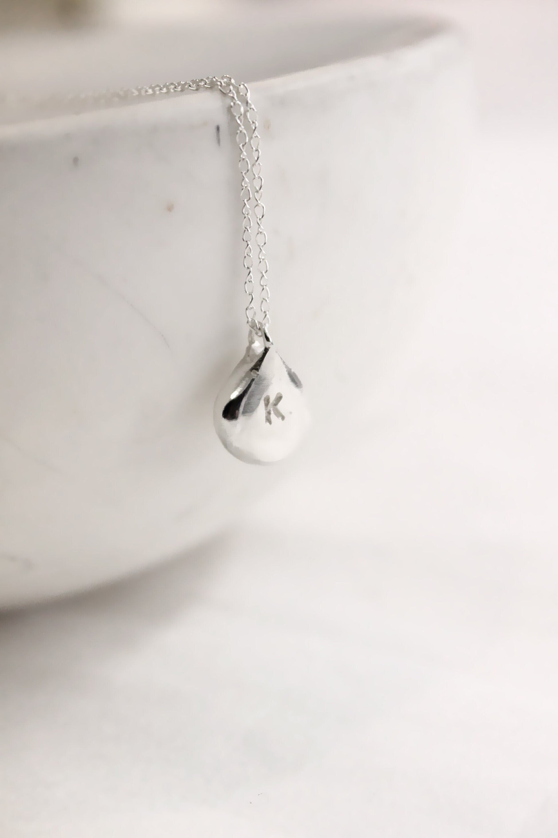 Silver personalized initials monogram necklace