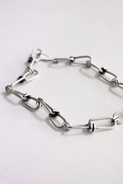 Silver chain statement necklace