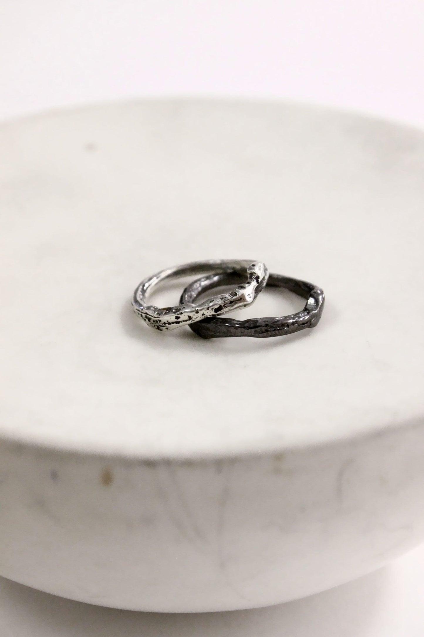Two silver rings black plated