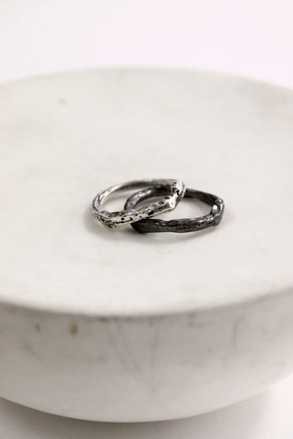 Two silver rings black plated