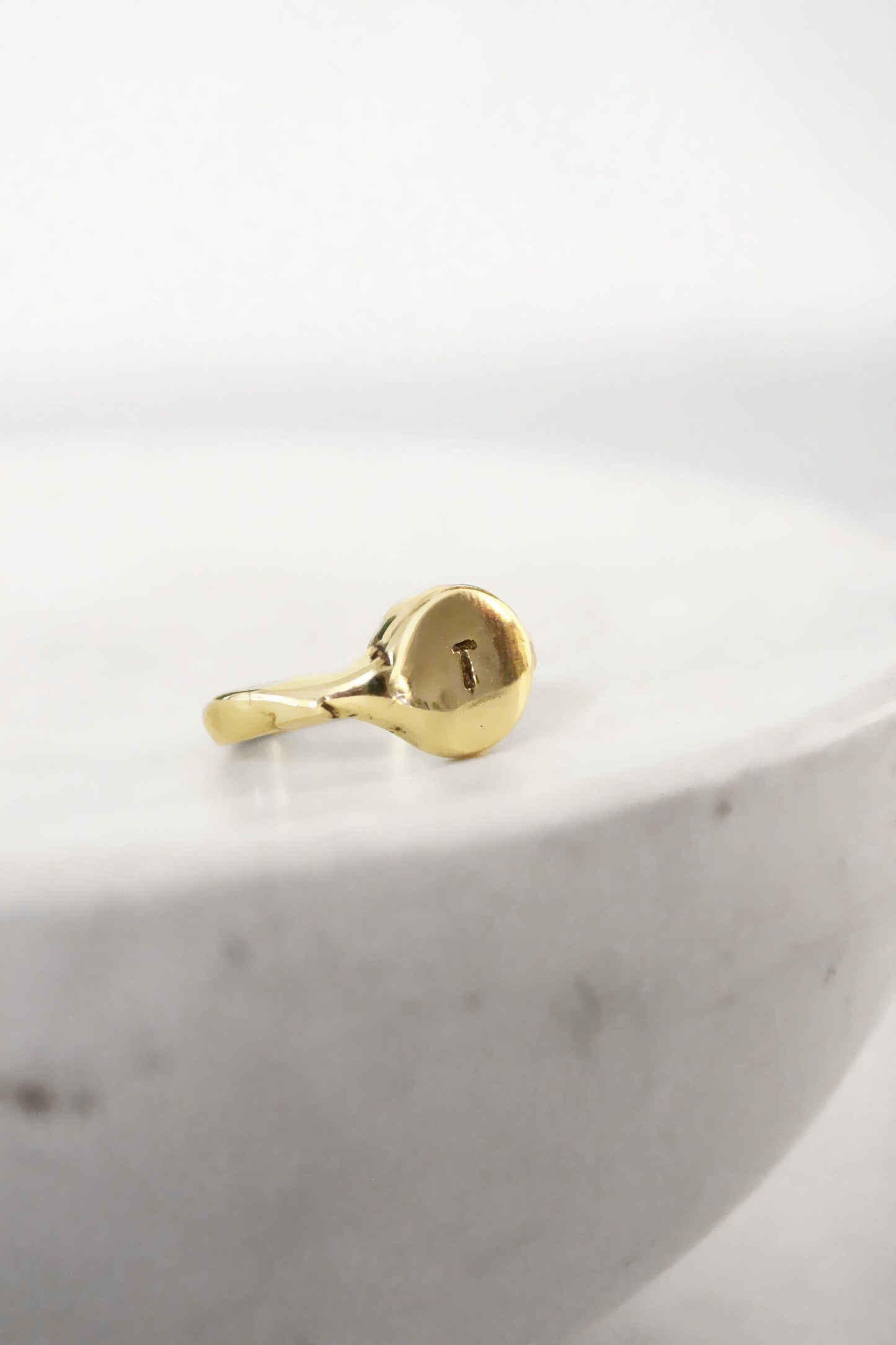 Gold personalized monogram letter ring