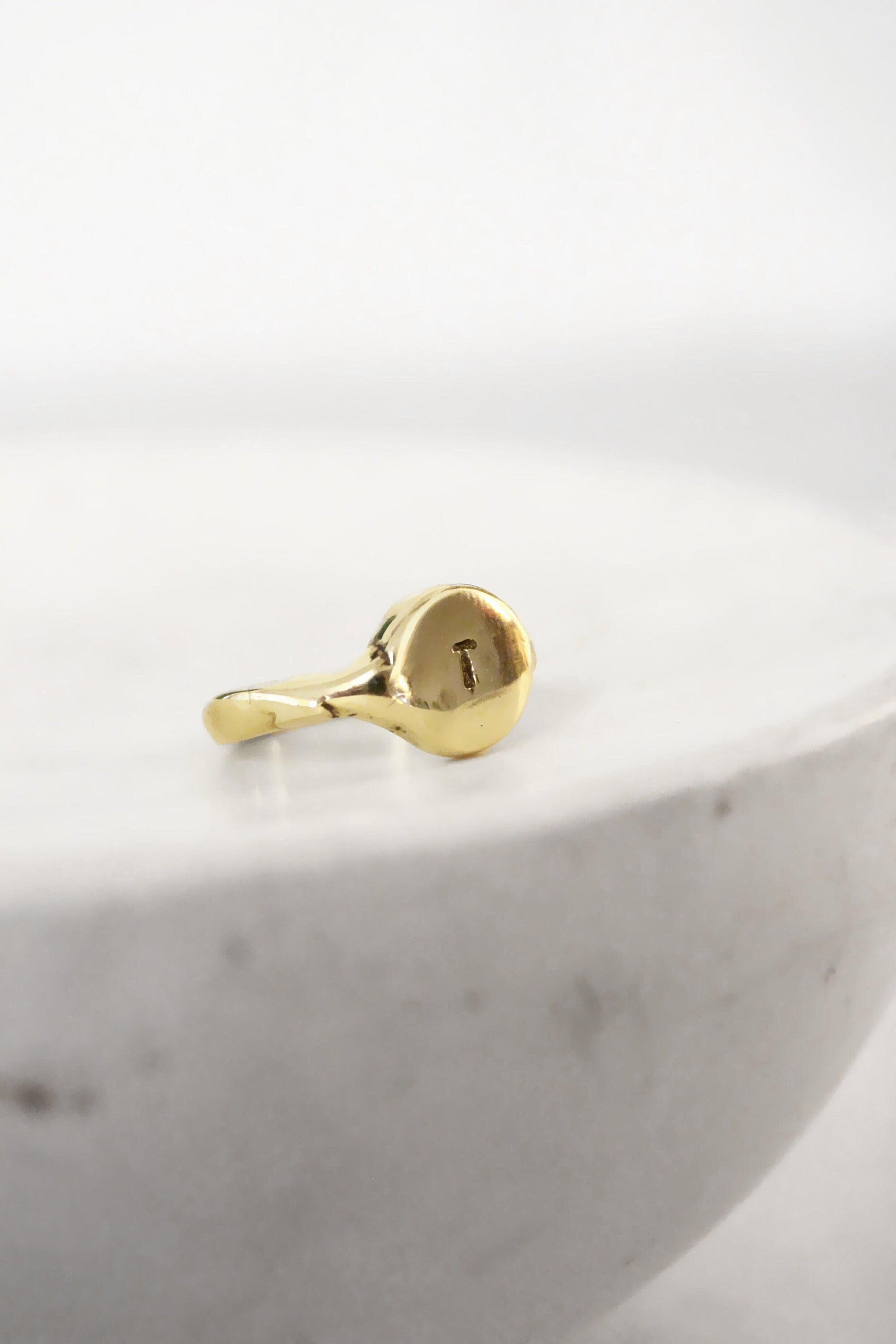 Gold personalized monogram letter ring