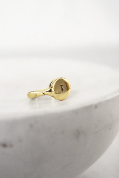 Gold personalized monogram letter ring