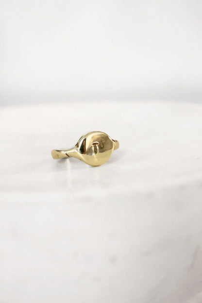 Gold personalized monogram ring