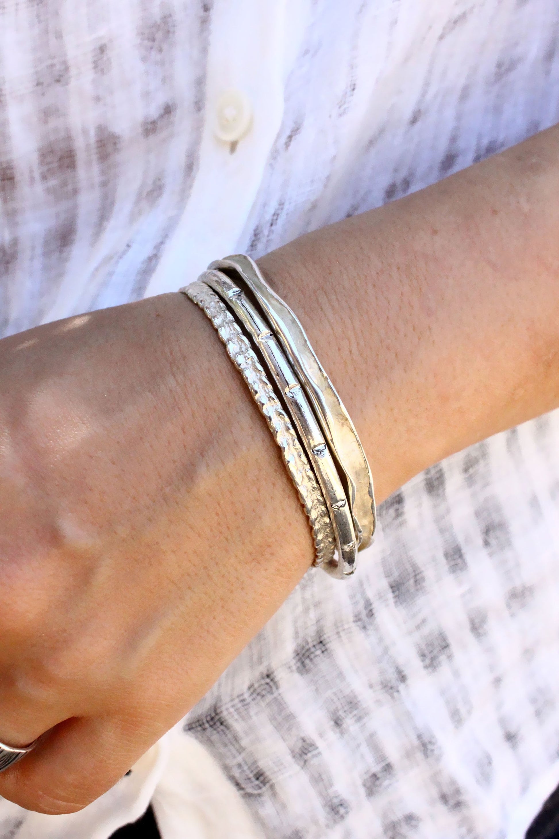 minimal bar cuff bracelet silver