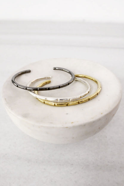 Three metallic bracelets minimal bar cuff 