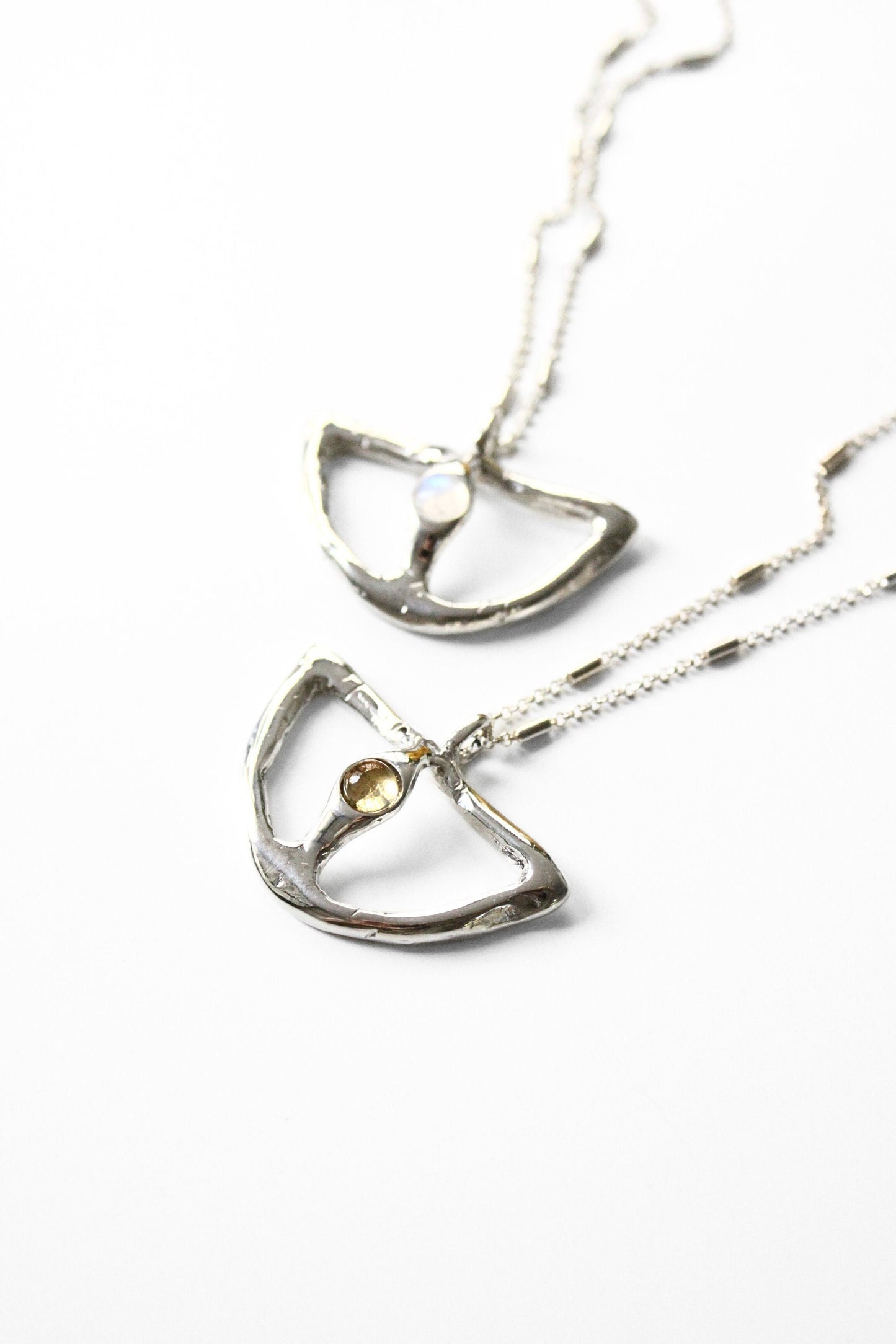 Silver necklace with a unique citrine  pendant 
