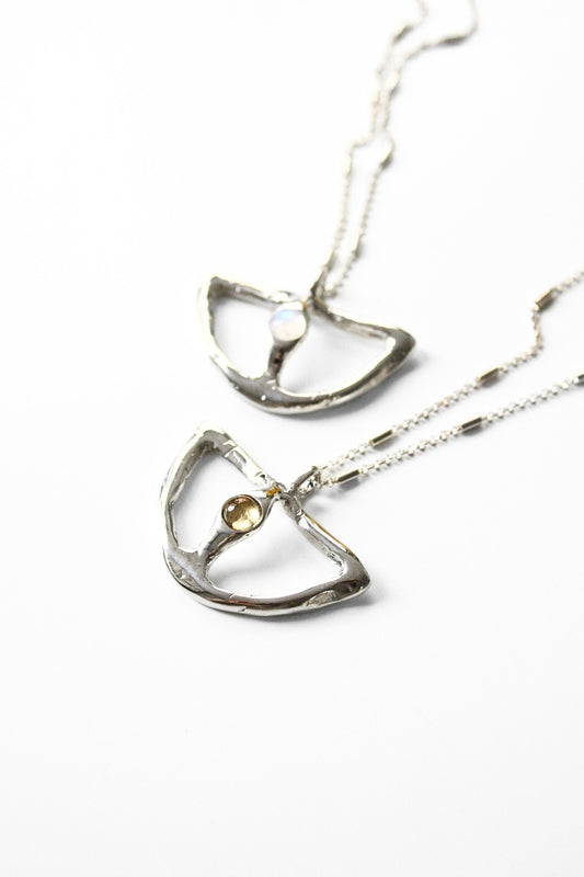 Silver necklace with a unique citrine  pendant 