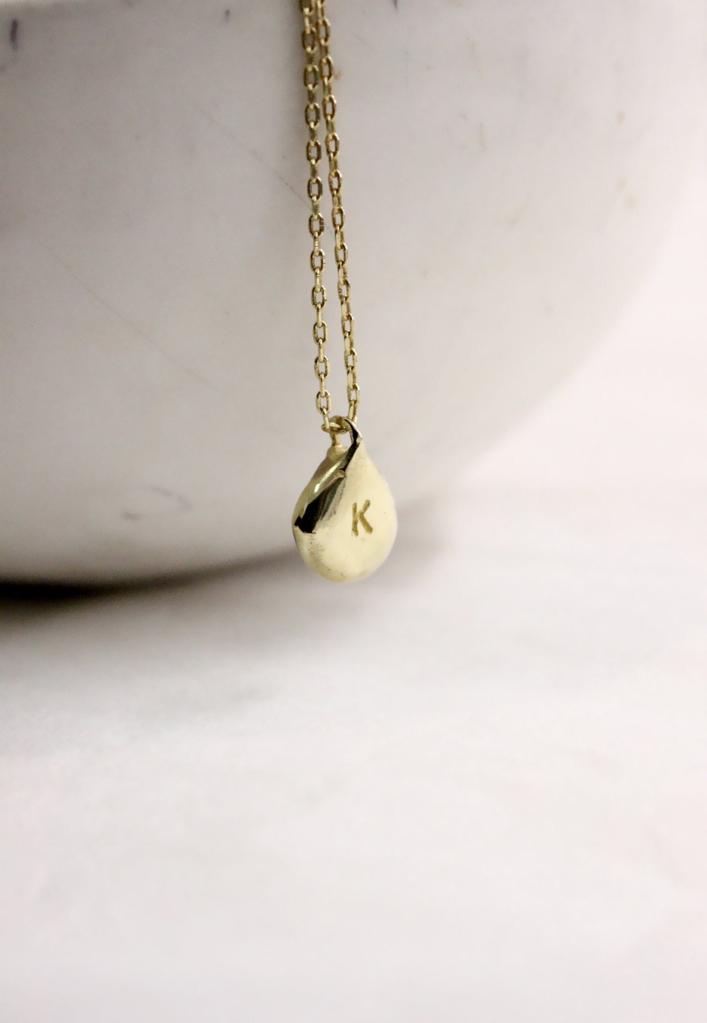 Gold teardrop personalized initials monogram necklace